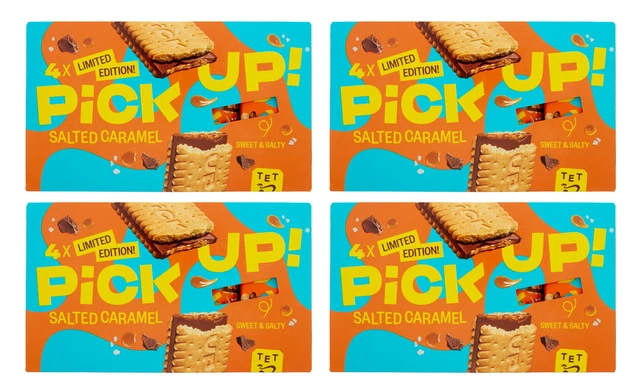 4X Pick Up Biscotto con Tavoletta di Cioccolato al Latte e Caramello Salato 112g