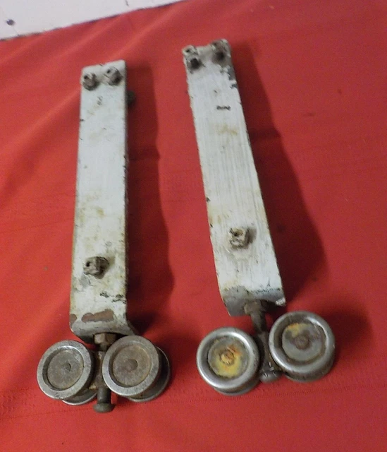 2 Antique  Barn Door Pulley Hanger  /  Roller Cast Iron