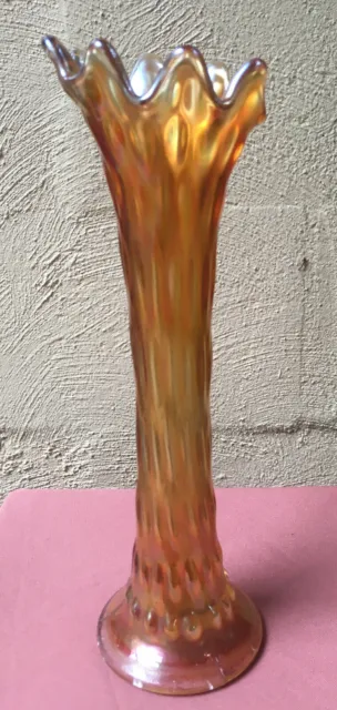 Marigold Carnival Glass Vase