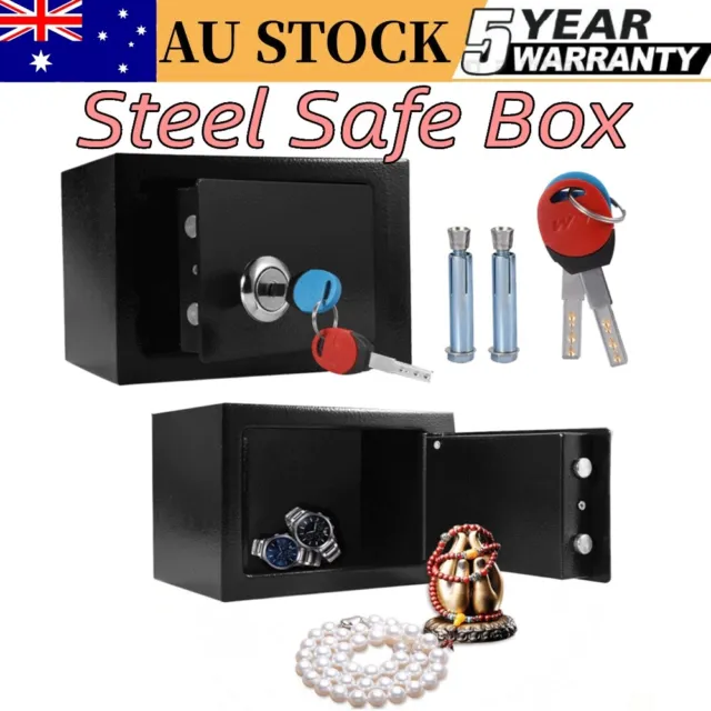 6.4L Strong High Security Steel Safe Box Key Operated Cash Storage Home Office