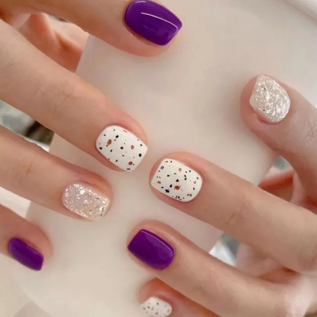 Purple Slices Fake Nails French Nail Tips Fashion False Nails  for DIY