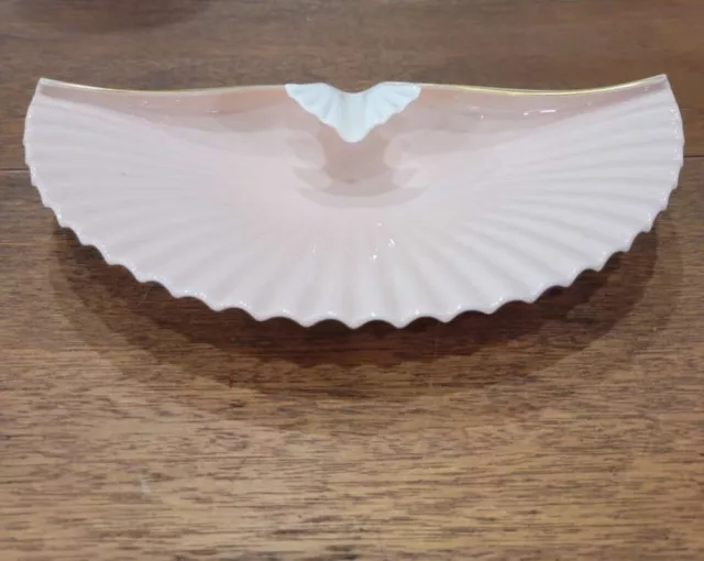 Vintage Lenox Porcelain Ivory & Pink Scallop Shell Shaped Footed Dish