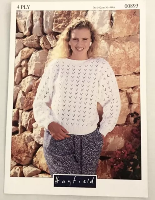 00893 - Hayfield - Ladies 4 Ply Jumper 30 to 40 Bust - Vintage Knitting Pattern