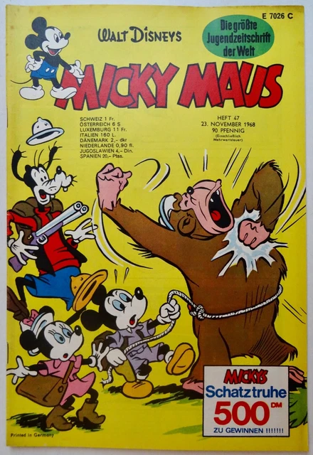 1 Micky Maus Heft Nr. 47 aus 1968, mit Schnipp und Sammelbild, Zustand 1-