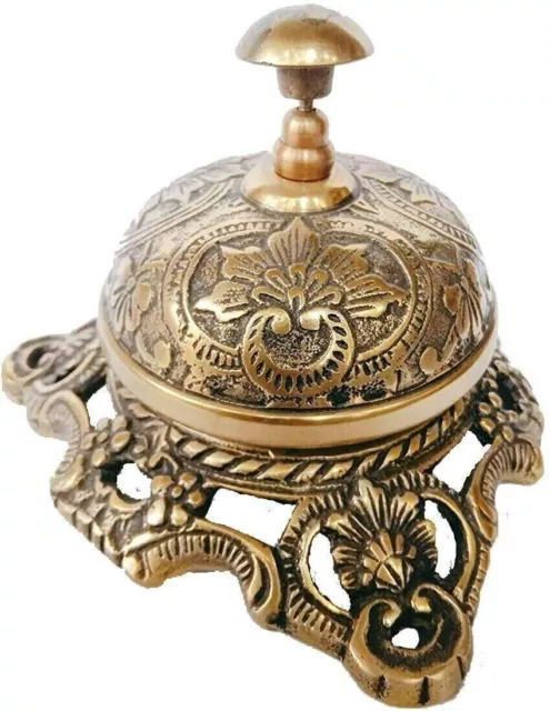 Antique Brass Beautiful Design Desk Bell, Antique Nautical Hotel Counter Bell