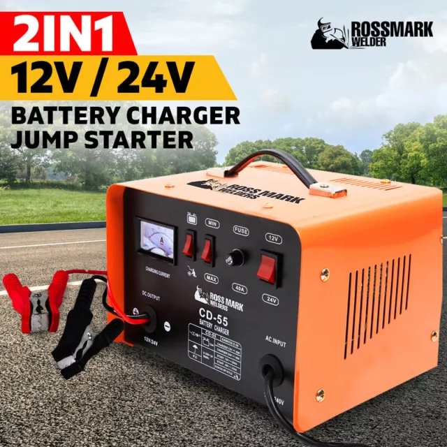NEW ROSSMARK 2IN1 Car Battery Charger Jump Starter 12 24V 40A ATV Boat Tractor