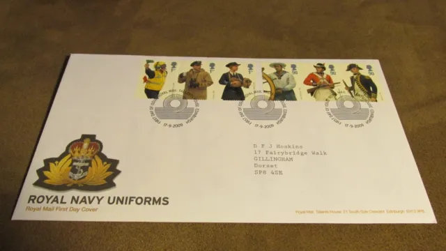 2009 GB First Day Cover - Royal Navy Uniforms Set - British Military interest