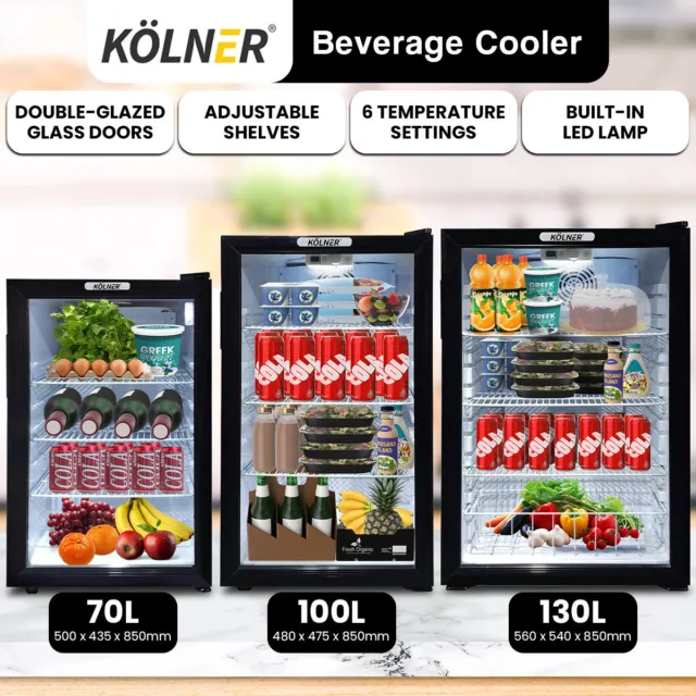 Kolner Mini Bar Fridge Glass Door Beverage Cooler Drinks Refrigerator