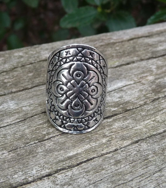 Bague Ethnique Gecko En Bois D'ébène Et Argent 925 Taille 54 - Bijou Artisanal Femme
