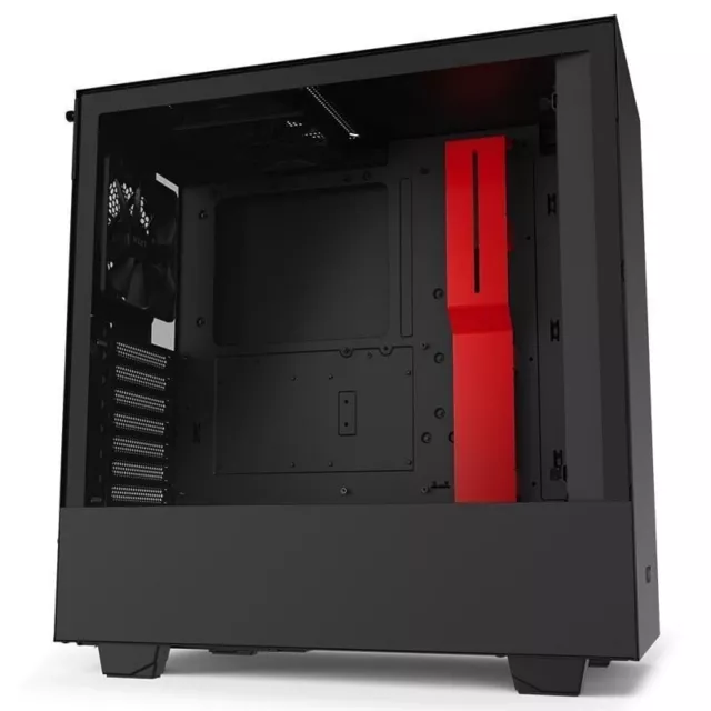 NZXT H510 Mid Tower Case - BLACK/RED ATX WITH 1 FAN, OPENED NEVER USED