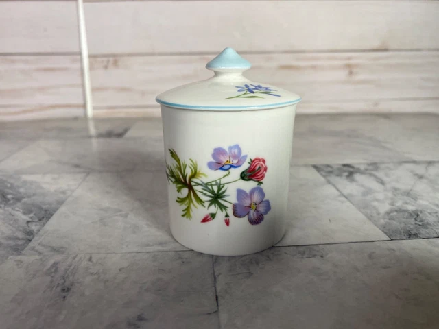 Shelley Wild Flowers 13668 Pattern Honey Jam Jelly Jar Mustard Pot with Lid