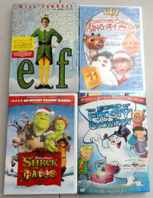 LOT OF 4 Christmas DVDS Frosty The Snowman Shrek Halls Elf Classics ...
