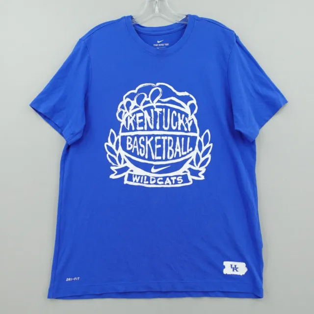 Kentucky Wildcats Basketball Dri Fit Shirt Adult Size Large Blue Nike Tee Swoosh