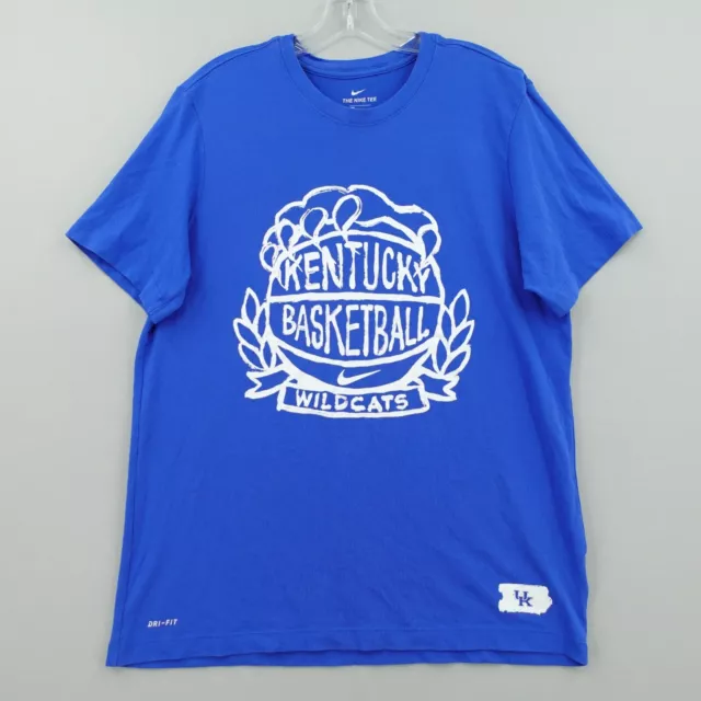 Kentucky Wildcats Basketball Dri Fit Shirt Adult Size Large Blue Nike Tee Swoosh