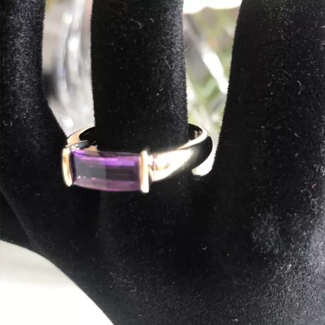 9ct Gold Amethyst Bezel Set Ring Size Q Hallmarked 375 (9ct Gold).