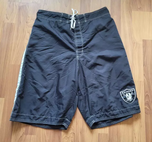 NFL Oakland Raiders Swim Trunks Mens 3XL XXXL Black Board Shorts Bathing Suit