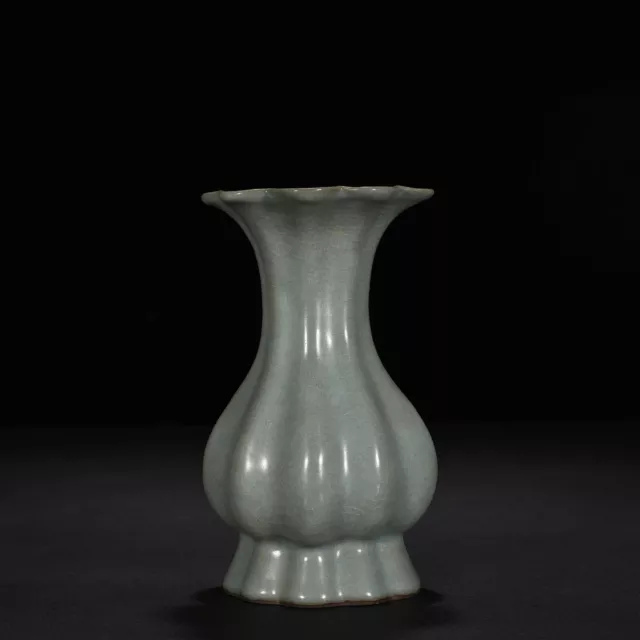 8" China Old Antique porcelain song dynasty guan kiln cyan glaze Ice crack Vase