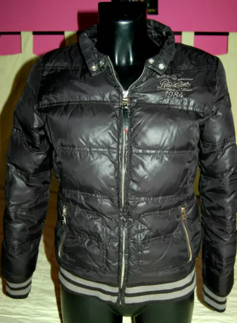 DOUDOUNE En PLUME S/2 SUPER Broderie REDSKINS Blouson TEDDY noir brillant 36/38