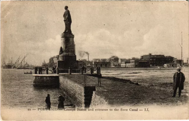 CPA AK PORT-SAID Lesseps Statue - Entrance to the Canal EEGYPT (1325659)