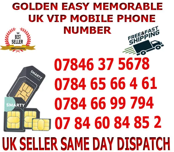 Numero Di Cellulare Vip Golden Easy Memorable Uk/Sim Platino (Smarty Netwrk B19)
