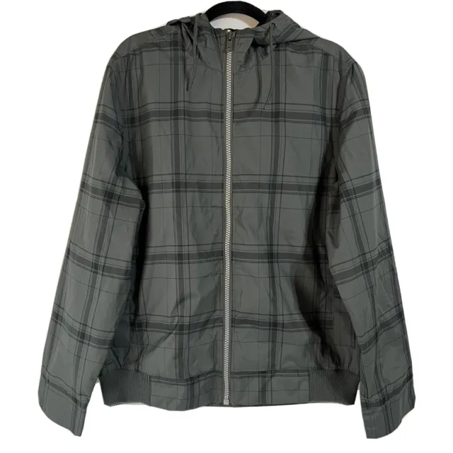 Men's Hooded Windbreaker Jacket Zip Mossimo Supply Co.MEDIUM Gray Polyester NWT