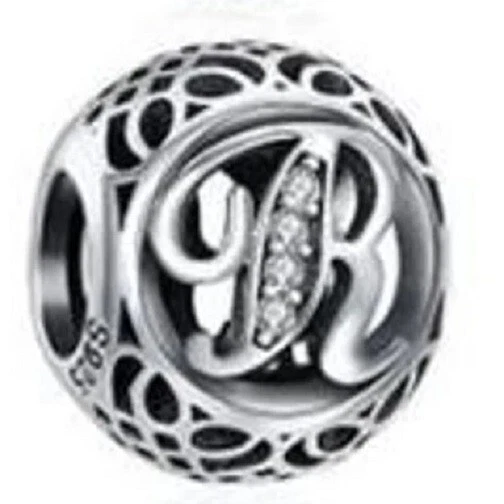 New Pandora Vintage Sterling Silver Authentic Letter R Charm Bead