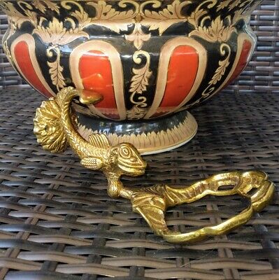 Vtg Figural Koi Fish Soap Dish Ornate Details Wall Mnt Scales  Solid Brass