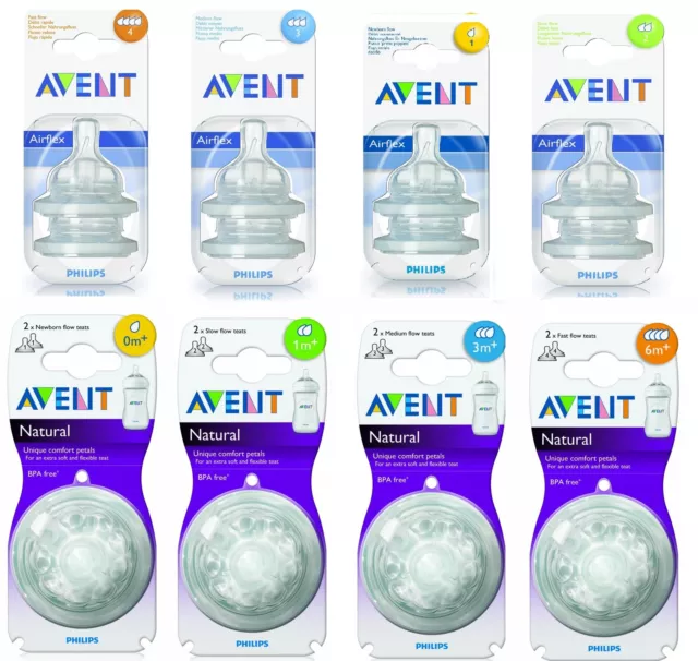 Phillips AVENT Flow Bottle Teats Dummy - All Sizes Available