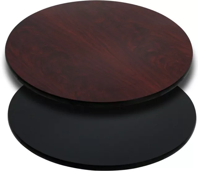 36'' Round Restaurant Table Top with Black or Mahogany Reversible Laminate Top