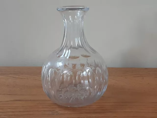 Antique  Small Victorian Cut Glass Water  Wine Guest Carafe Engraved Initials Gp