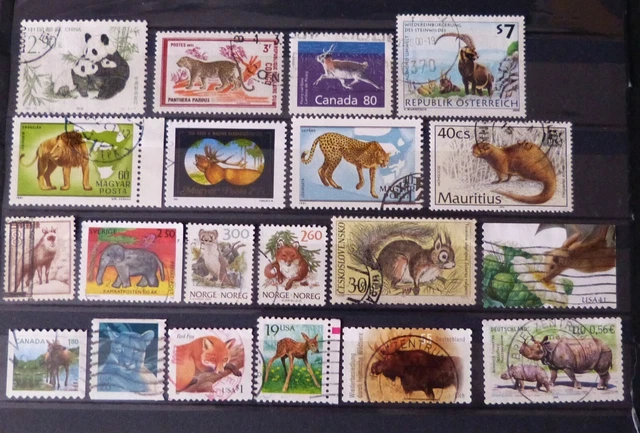 Briefmarken "Wildtiere", gestempelt, 20 Stück
