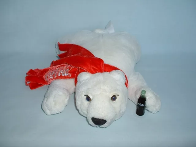 COCA COLA Official 11" POLAR BEAR Soft Beanie Plush Toy (BOTTLE/COKE/CHRISTMAS)