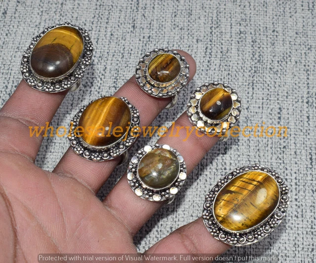 Tiger Eye Gemstone Ring Wholesale 1pcs Lots Handmade Ethnic Jewelry