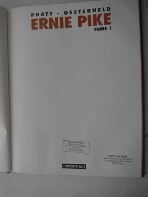 BD ERNIE PIKE de HUGO PRATT  TOME 1  E.O. DE   2003 HOESTERHELD CASTERMAN 3