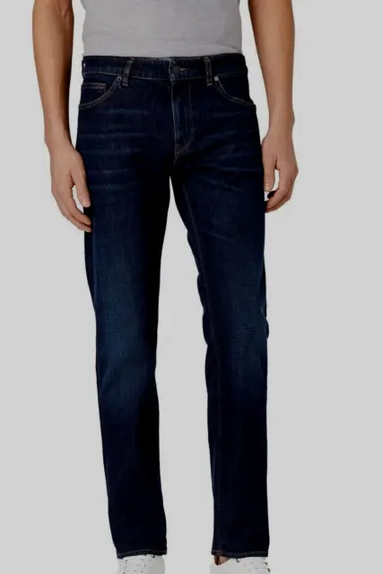 HUGO BOSS MAINE3 MEN'S SZ 46 x 32 REGULAR FIT STRETCH DARK BLUE JEANS $168+ MSRP