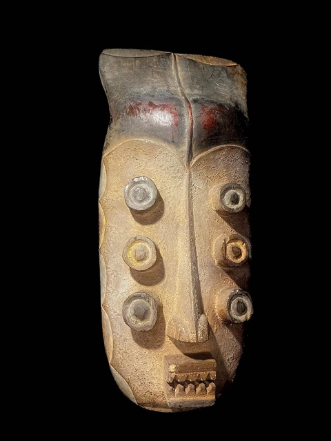 African Tribal Face Mask Wood Hand Carved Vintage Wall Hanging Grebo Kru-5732 23