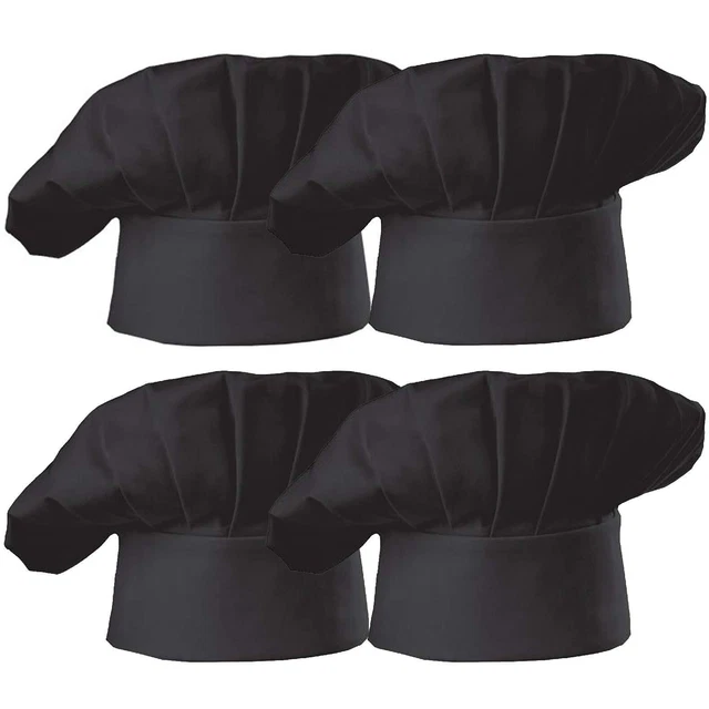 Chef Hat Set Of 4 Pcs Pack Adult Adjustable Elastic Baker Kitchen Cooking Chef C