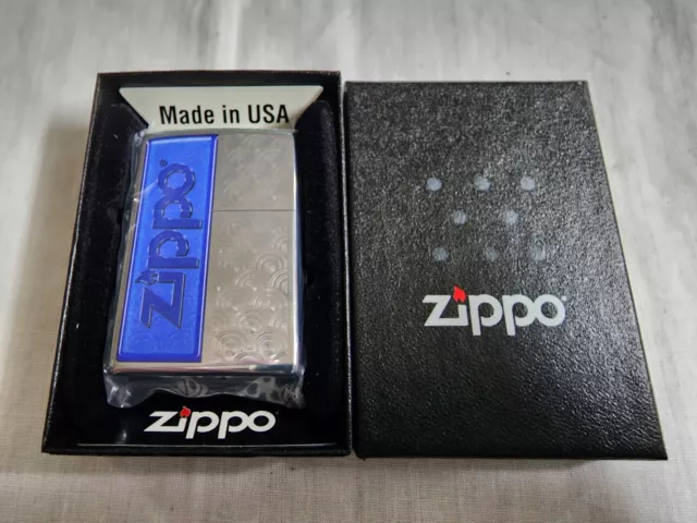 Zippo 2014 Lighter Blue Abstract Design With Box. NEW SEALED UNUSED. RARE