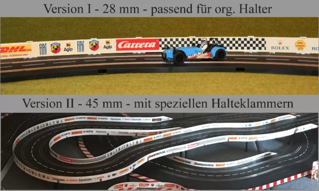 Leitplanken für Slotracer Carrera/digital, Scalextric usw auf Wunsch mit Werbung