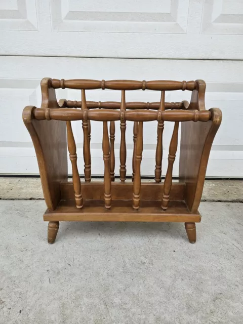 Vintage Mid Century Modern Maple Magazine Rack By Authentic Furniture Products