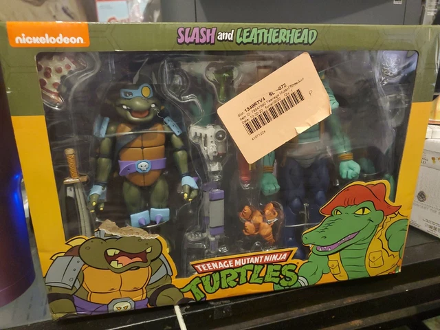 NECA TMNT Teenage Mutant Ninja Turtles & Slash Leatherhead 2 Set Action Figure