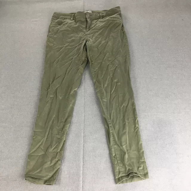 Country Road Womens Chino Pants Size 12 Khaki Green Slim Fit Stretch Pockets