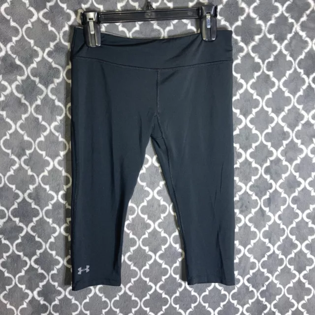 Under Armour Heat Gear Pants Womens Size Medium Cropped Activewear Fitted Black