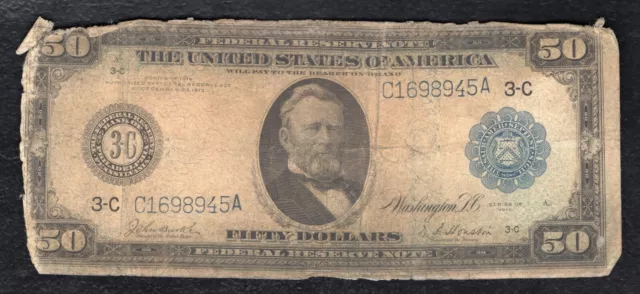 Fr. 1034 1914 $50 Fifty Dollars Frn Federal Reserve Note Philadelphia, Pa Fr. 1034 1914 $50 Fifty Dollars Frn Federal Reserve Note Philadelphia, Pa