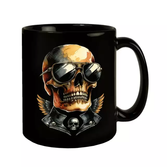 TASSE Rocker Totenkopf Spruch Keramik Kaffeebecher Geschenk Kaffeetasse Becher