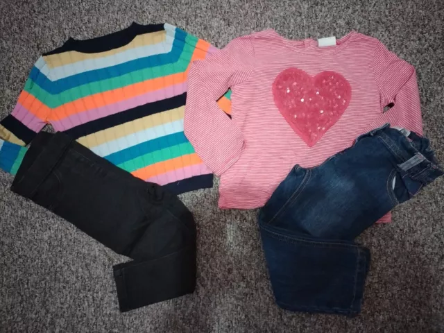 Pacchetto abiti per ragazza top successivo, maglione e jeans e fondo George 2-3 anni