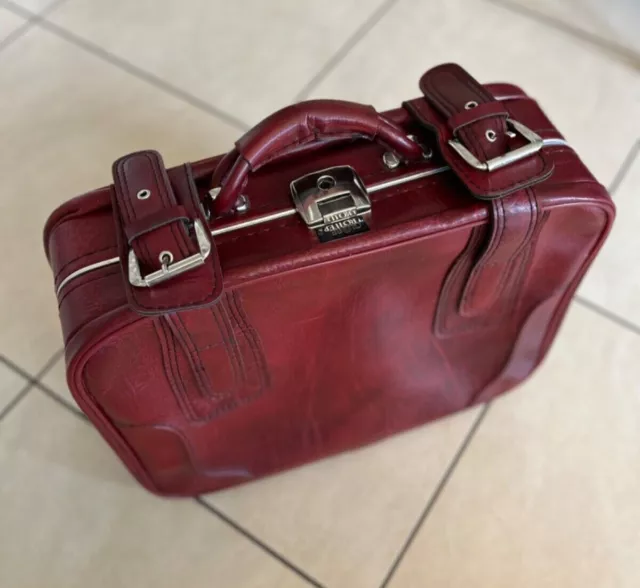 Globetrotter Leder Trage Koffer Bordeaux Vintage