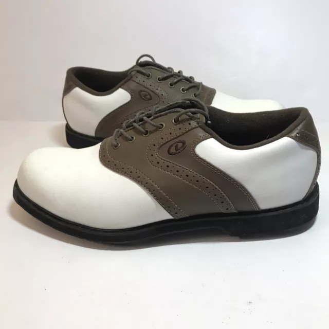 Dexter Mens Golf Shoes Classic Comfort Wedge Wood Leather White Brown Sz 9 WW