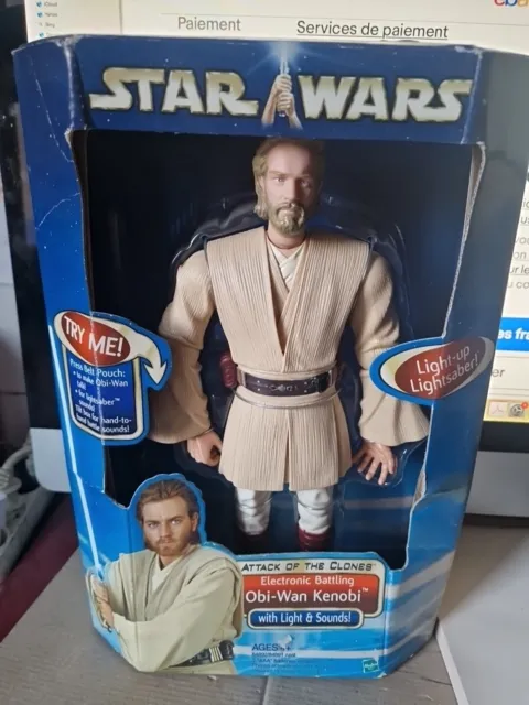 STAR WARS ATTACK OF THE CLONES Obi-Wan Kenobi action figure (hasbro)