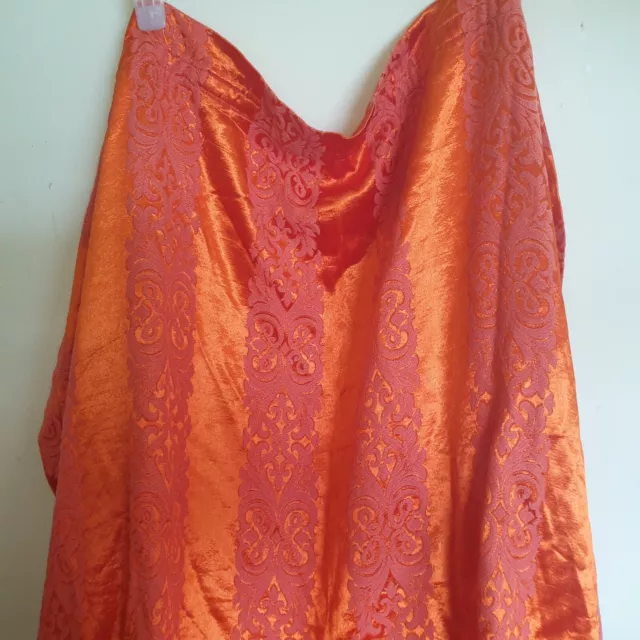 Vintage 60s 70s Orange Curtains Sateen Sheen Retro Psychedelic Craft Reuse